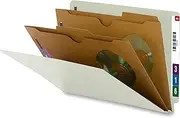 Smead 29710 End Tab Pressboard Fastener Folder, Shelf-Master with SafeSHIELD Fastener, 2 Fasteners, Legal, Gray/Green, 25 per Box (37705)