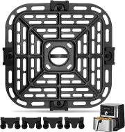 Air Fryer Accessories 6-In-1 4 Quart 7.3'' Square Grill Pan Crisper Plate Rack