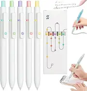 Emboadlie 5 Pcs Gel Ink Pens, 0.7mm Medium Tip Black Ink Roller Ball Pens, Quick Drying Pens for Smooth Writing, for Journaling Notes, Home School Office Supplies Gifts (5PCS-E)