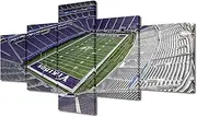 TUMOVO American Minnesota Football Sports Stadium Pictures Vikings Paintings 5 Panel Canvas Wall Art U.S. Bank Stadium Artwok Home Decor for Living Room Giclee Framed Ready to Hang, 50" Wx24 H