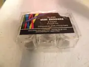 BROTHER SISTER DESIGN STUDIO GLASS MINI SALT PEPPER SHAKERS NIP 6 COUNT 0.5 OZ.