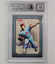 Steve Carlton signed 2004 Fleer Greats of the Game #44 BLUE card BAS 10 auto