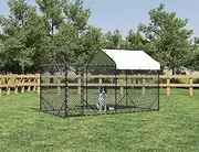 LUXI Upgraded - Escape-Proof Outdoor Dog Run, Cage, Pen and Kennel with One Waterproof, UV Cover - 196x389x230cm - Perfect for Medium-Sized Breeds, Heavy Duty Galvanized & Plastic Coating Steel