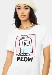 [Tokidoki] Meow Meow Ringer Graphic Tee