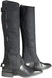 [HORZE] Amara Adult Unisex Equestrian Half Chaps for Women, Men | Synthetic Leather Zip-Up Pair