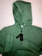 Rag & Bone Dexter Waffle Stitch Cotton Sage LS Hoodie Size M $349