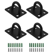 Pad Eye Plate U Hooks Heavy Duty Wall Mount Ring Hooks Marine Hanging Hardware Staple Hook Loop with Screws Black