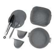 ACA 8Pcs Air Fryer Liner Silicone Pot Basket Non-Stick Air Fried Pot Silicone Baking Plate Pad Set