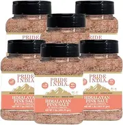 [Pride Of India] PACK of 6 - Dark Himalayan Pink Salt - Enriched w/ 84+ Natural Minerals, Medium Grind 2-3mm - 1 Pound (16 oz) Dual Sifting Jar - Great for Grinders, Best for Kitchens & Restaurants
