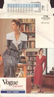 Vogue 7750 Sewing Pattern, Petite Dress, Size 12-14-16, Uncut, Factory Folded