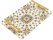 Boho Golden Pattern Decorative Breakfast Tray with Handles Plastic Serving Tray for Jewelry Perfume for Room Service bandejas para desayunos sorpresa