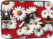 Red Flower and White Daisy Laptop Case, Computer Case Laptop Gifts for Men Women for Travel Abroad