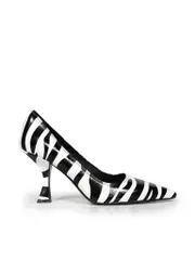Zebra Leather Pointed Toe Pumps