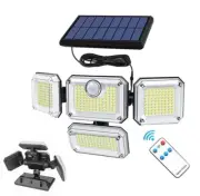 LED 4 Head Solar Motion Sensor Light Wall Security Flood Lamp with remote