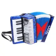 Accordion 17 Keys 8 Bass Button Accordion Mini Musical Instrument Navy Blue