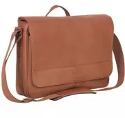 New KENNETH COLE REACTION 528774 Cognac Leather RFID Protected Business Bag