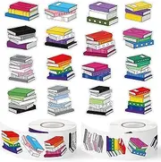 BkeeCten 1000pcs LGBTQ Pride Month Stacking Book Sticker Roll (2 Rolls), Pride Flag Theme Rainbow Stack Books Decorative Decal, Cute Self-Adhesive Stickers for Parades LGBTQ Party Decor
