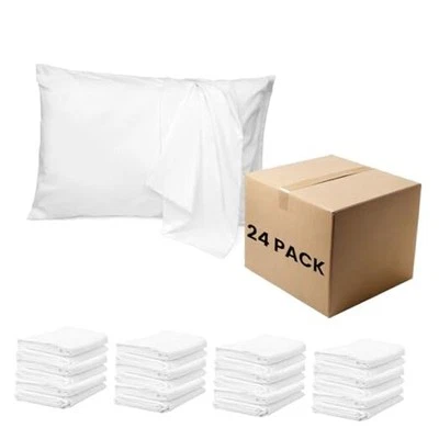 24 Pack Pillowcases Size with Envelope Closure, Soft Brushed Standard White