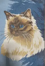 "Cat" Printed Canvas for Needlepoint Tapestry Gobelin Embroidery 14880
