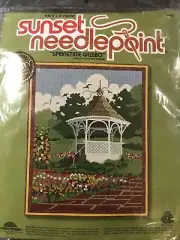 Vintage Sunset Springtime Gazebo Needlepoint Kit 15" x 18"