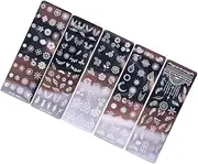 EXQUIMEUBLE 5pcs Nail Art Stamping Plates Floral Stencils for Manicure Nail Art for Salons Home Use Includes Unique Patterns for