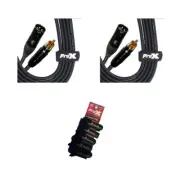 2 Pack Pro X 25 Ft. Unbalanced RCA to XLR3-M Audio Cable w/Cable Wraps