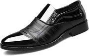 [Gikleihwy] Loafers for Men's Business Low Top Pointed Toe Flat Oxfords Leather Lined Dress Shoes Non-Slip Wear Resistant Comfort Moccasins(Black,13 US)