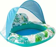 Pool Float with Canopy Lounge Inflatable Chair Cup Holder Adults Water Hammock Floating Shade Headrest Swimming Beach LWX