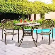 Livsip Outdoor Dining Set 3Pcs with Alumninum Table and Chairs Outdoor Furniture