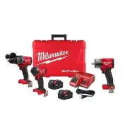 Milwaukee Hammer Drill + Impact Driver Combo Kit 18V Li-Ion w/ Impact Wrench