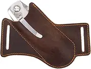 Leather Knife Sheath for Belt,Pocket Knife Holder,EDC Belt Pocket Organizer,Handmade Cross Draw Left Side Carry Open Knife Holster,EDC Leather Sheath for 5 inch Folding Knife,Gifts for Men Dark Brown