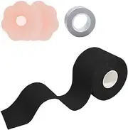 [VIEKIER] Body Tape Strapless Bra Breathable Breast Lift Tape and 1 Pair Adhesive Bra Silicone Breast Adhesive Bra and 1 Roll Boob Body Tape for Large Breast