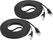 2Pcs (Lighting fixtures and controls) 10M 33ft UTP CAT6 LAN Network Flat Patch Cable Black for Ethernet (78ry551qf348) Router Switch