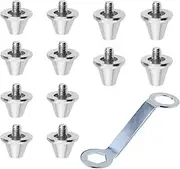 [SopimusZ] Pack of 12 Screw Studs Football Replacement Studs with Stud Wrench Metal Replacement Studs for Football Boots, 2 Sizes, 11 mm, 13 mm Silvery