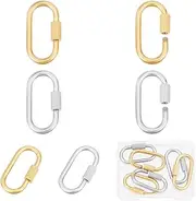 UNICRAFTALE 6pcs 2 Colors Oval Key Clasp Screw Carabiner Lock Screw Lock Clip Clasps Lock Stainless Steel Key Carabiner Clasp Metal Keychain Clip Hook Quick Link for Jewelry Making Handbag Accessory