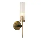 Mid-Century Modern Gold Wall Light Cylinder Glass Wall Sconce Anti Brushed Br...