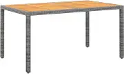 Garden Table Acacia Wood Poly Rattan Grey, Outdoor Patio Dining, Foldable, Small, Height, Top 150x90x75 cm