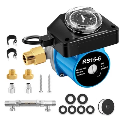 Hot Water Recirculating Pump System & Sensor Valve, Stainless Bybass Valve Kit