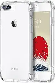 ONES iPhone 8 Plus / 7 Plus Clear Case『Military Protect Shockproof Airbag』『 Speaker Resonance 』〔 Screen Lens Guard 〕〔 Non Slip 〕〔 Strap Hole 〕Thin Transparent Impact Absorb Anti-Yellow Silicone Cover