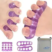 Chiroplax Gel Toe Separators Stretchers (2 Pairs+ 1 Pouch) Toe Spacer Spreader for Bunion Relief, Hammer Toes, Toe Straightener (Lavender)