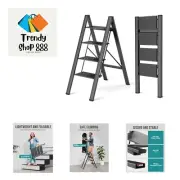 4 Step Ladder, Folding Step Stool with Anti Slip Pedals, Lightweight Aluminum...