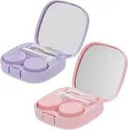 [WOFASHPURET] 2 Sets Case Container Lenses Travel Eyeglass Organizers Cases Storage Cases Sunglasses Holder Lens Holder Glasses Case Eyes Lens Organizer Purple Resin