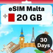 eSIM Malta - 20 GB - 30 Days - Travel eSIM | QR code activation