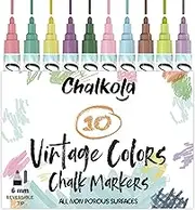 Liquid Chalk Markers for Chalkboard, Blackboards, Window, Bistro (10 Vintage Colours) - Bold Dry Erase Marker Pens | 6mm Reversible Bold & Chisel Nib