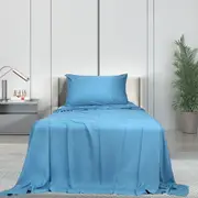 Dreamz Bamboo Sheet Set Fitted Pillowcase Single Size Blue 3PCS Set