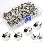 Hilitchi 200-Pieces 9/16'' (14mm) Antique Upholstery Nails Tacks Metal Thumb Tacks Furniture Tacks Upholstery Nails Tacks Thumb Tack Push Pins Assortment Kit (Silver)