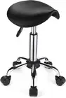 FNZIR Saddle Rolling Stool with Wheels PU Leather Height Adjustable Swivel St...