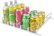 Mtxorvix Drink Organizer for Fridge - 5 Rows Soda Can Dispenser With Automatic Glide, Width Adjustable, Self-Pushing (White)
