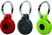 3 Pack Case for Tile Sticker 2022 with Keychain, Item Finder Accessory, Protective Cover Sleeve for Tile Tracker Tag, Pet Dog Cat Collar Holder Black Red Green