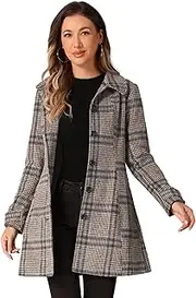 [Allegra K] Women's Peter Pan Collar Single Breasted Overcoat Winter Long Coat